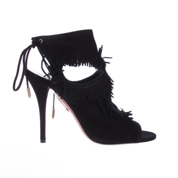 Aquazzura Firenze Sexy Fringe Suede Heel Size US 6.5 - Picture 3 of 11